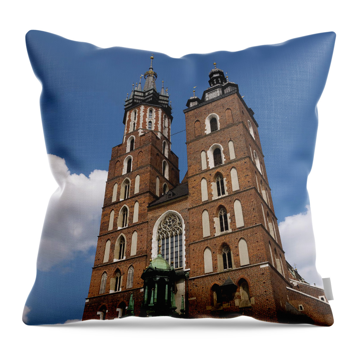 Krakow Throw Pillow featuring the photograph Magnificent Mariacki Basilica by Brenda Kean
