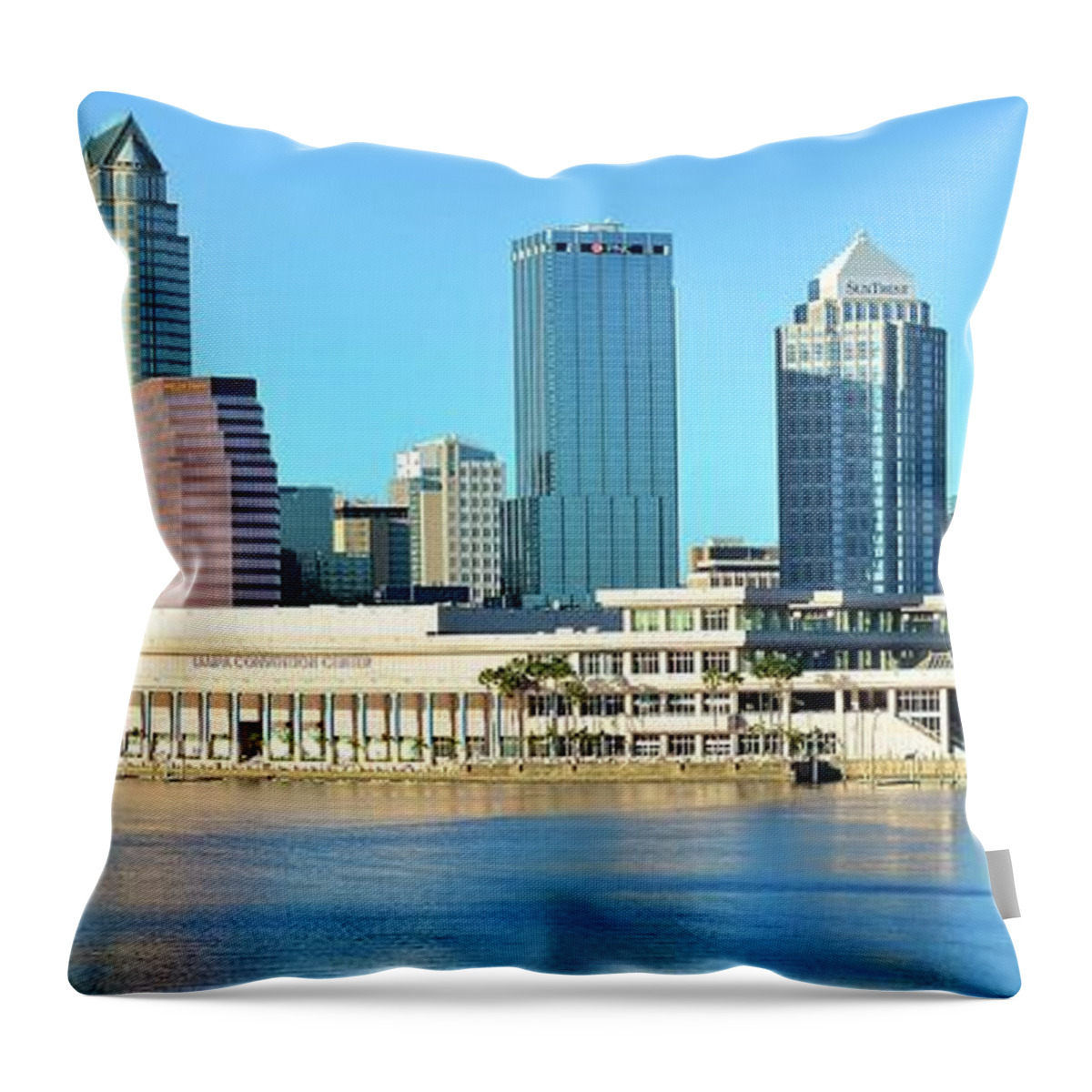 Tampa Throw Pillow featuring the photograph Towers by the Bay by Frozen in Time Fine Art Photography