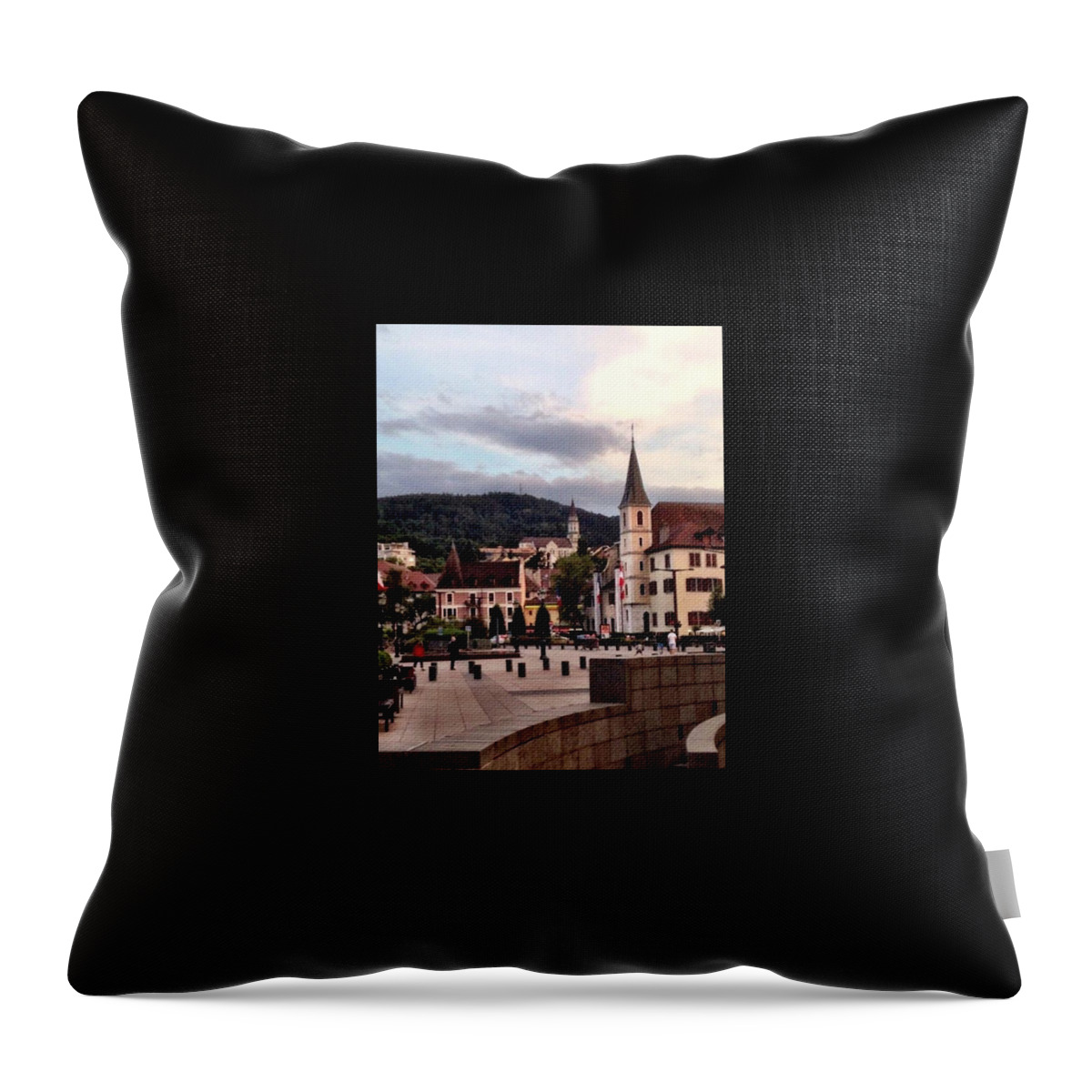 Annecy Throw Pillow featuring the photograph Town center by Lauren Serene