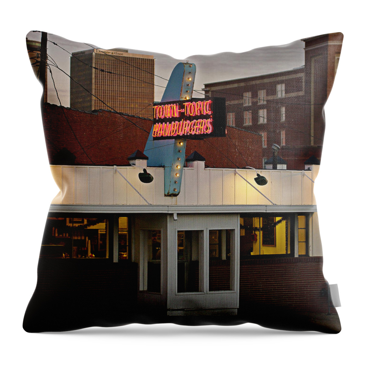 Town Topic Throw Pillow featuring the photograph Town Topic by Jim Mathis