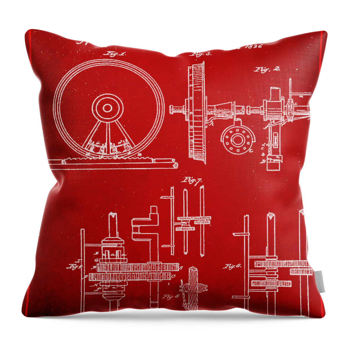 Patent Throw Pillow featuring the mixed media Traction Wheels Patent Drawing 1b by Brian Reaves