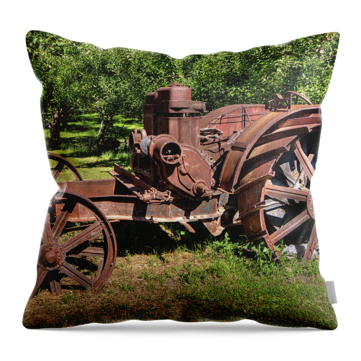 Vintage Tractor Throw Pillow featuring the photograph Tractor 3 by Doug Matthews