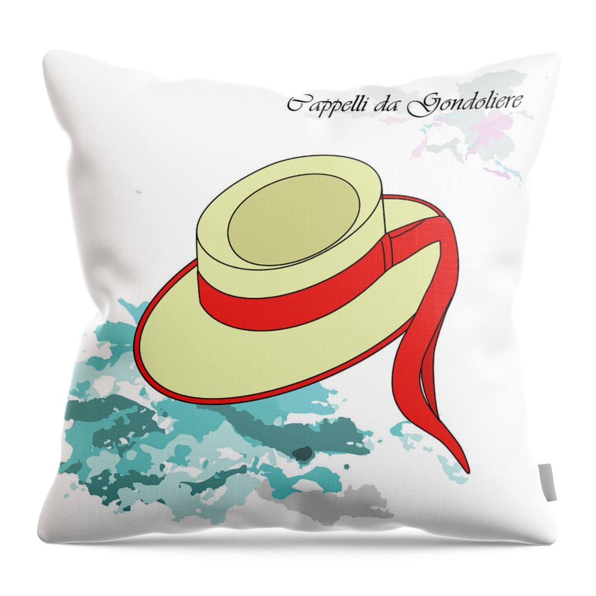 Venice Throw Pillow featuring the digital art Traditional hat of gondolier by Marina Usmanskaya