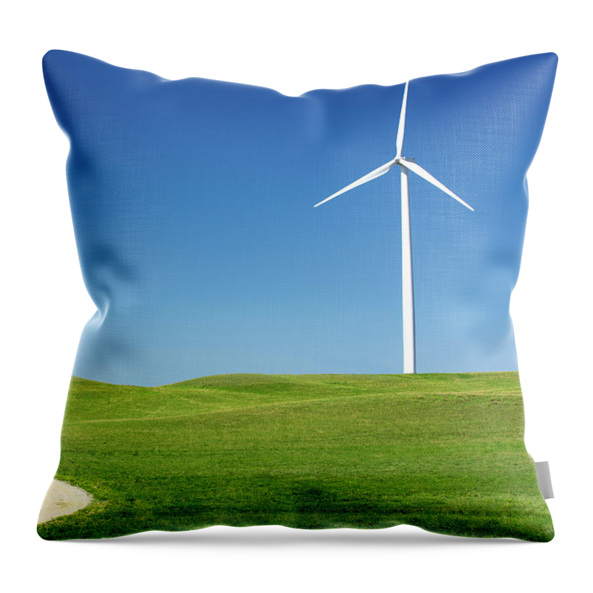 Wind Turbine Throw Pillow featuring the photograph Trail Turbine by Todd Klassy