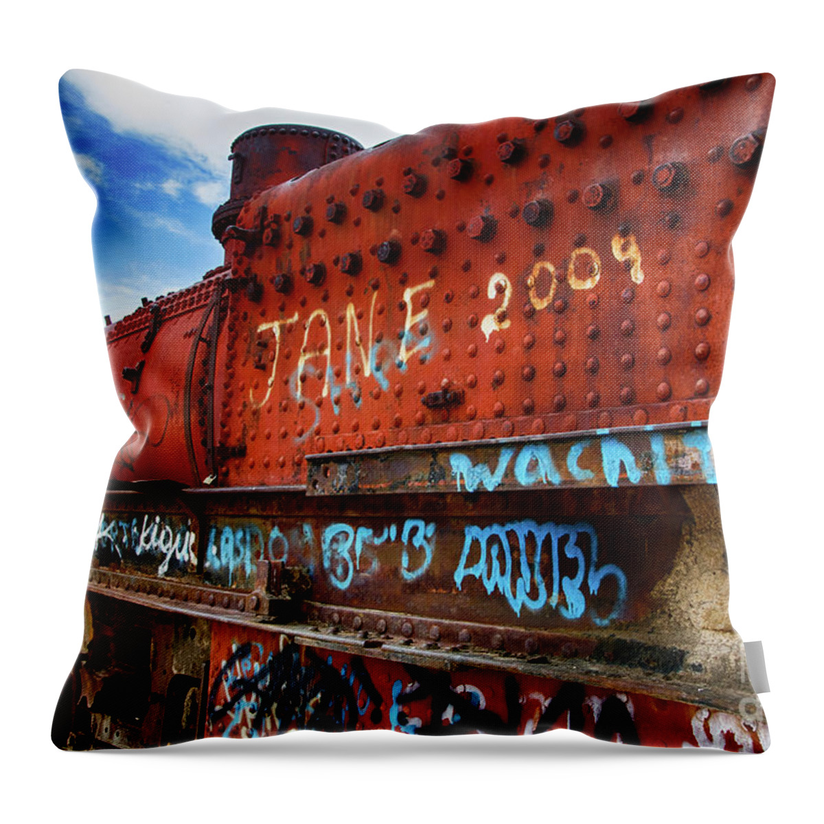 Uyuni Throw Pillow featuring the photograph Train Graveyard Uyuni Bolivia 17 by Bob Christopher