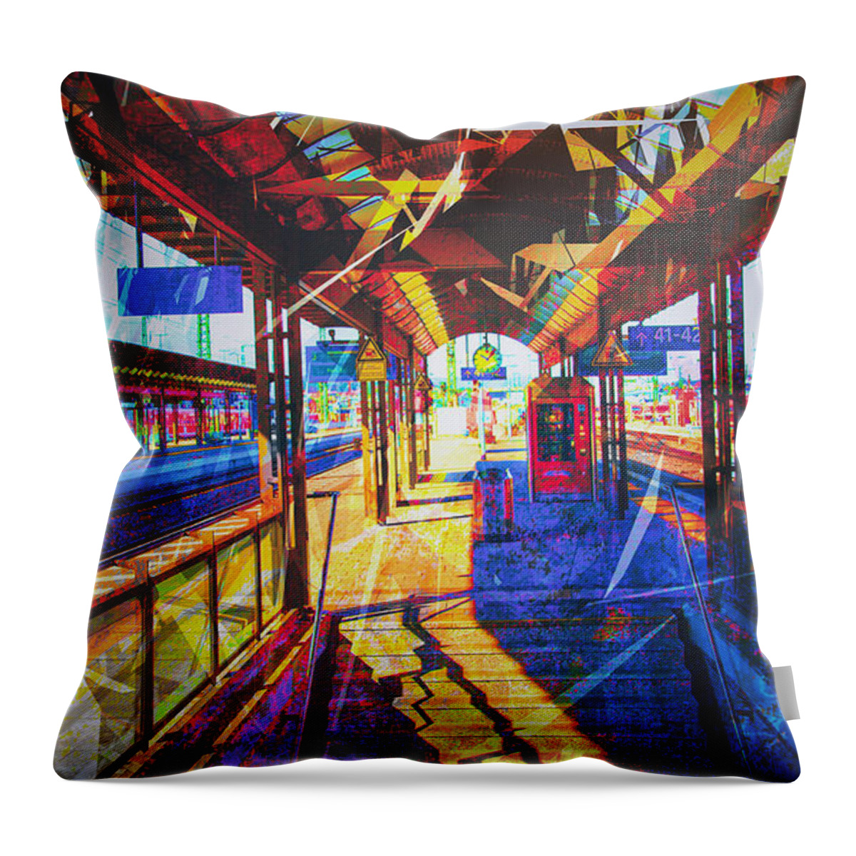 Backgrounds Throw Pillow featuring the photograph Train Station No. 2 by James Bethanis