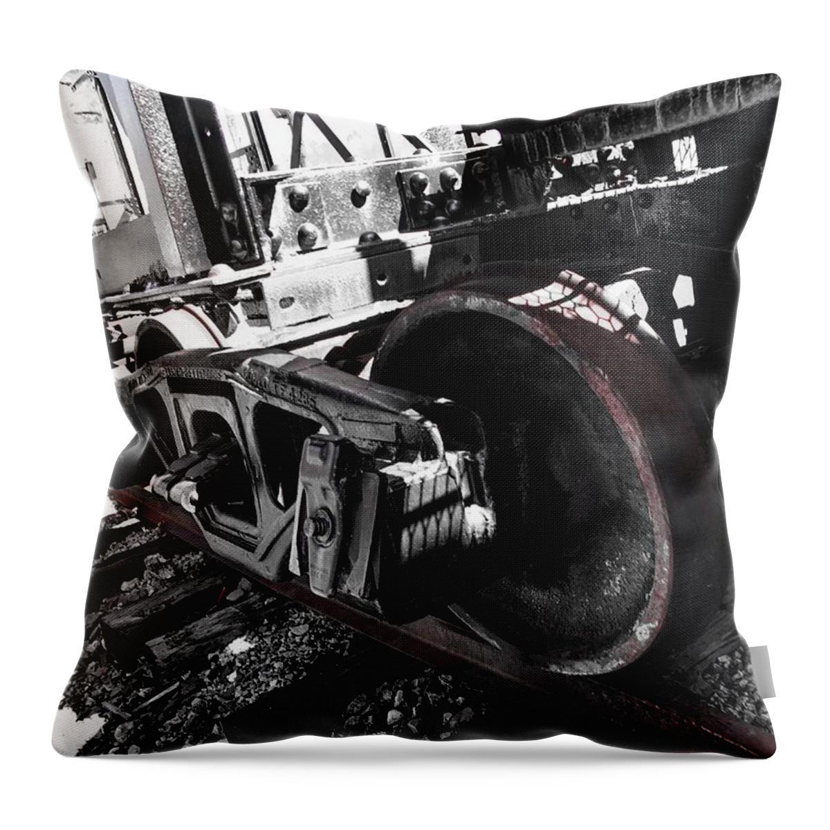 Train Throw Pillow featuring the photograph Train Wheels by Jason Nicholas