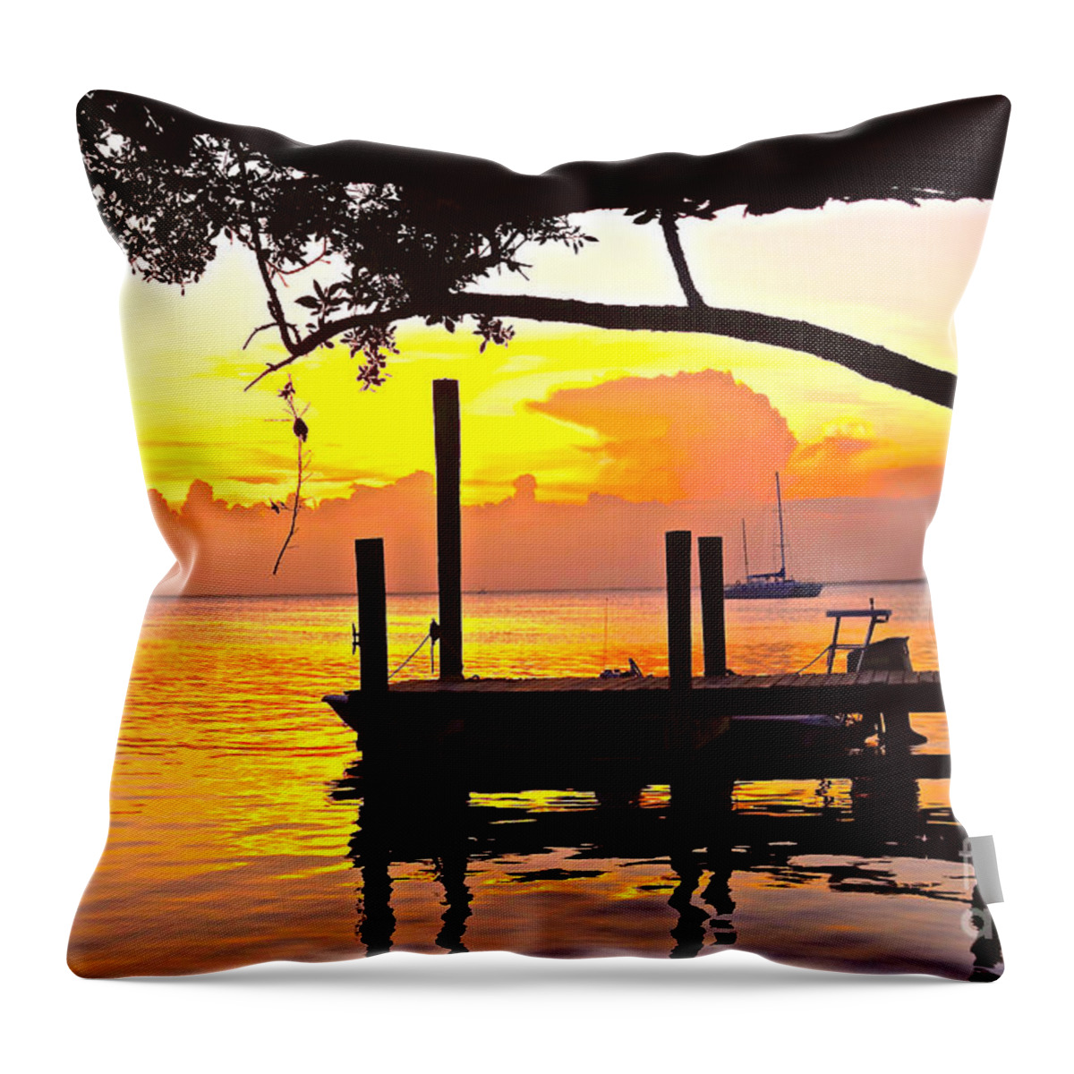 Boat Throw Pillow featuring the photograph Tranquil Sunset 2 by Judy Kay