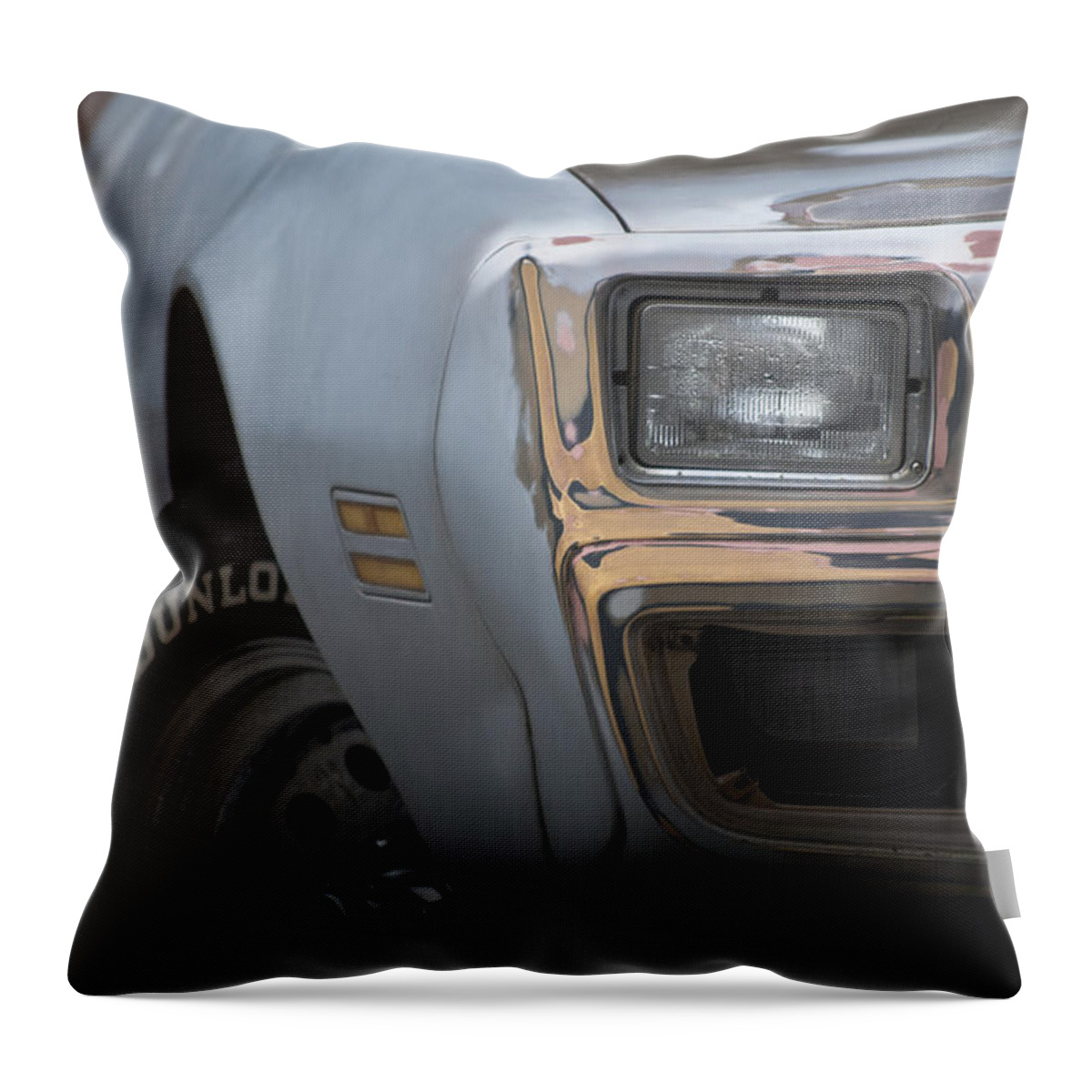Car Muscle Musclecar Vintage Headlights Pastel Weathered Old Rusty Beat Up Tires Dunlop Rims Throw Pillow featuring the photograph Trans Am by Matthew Fralick