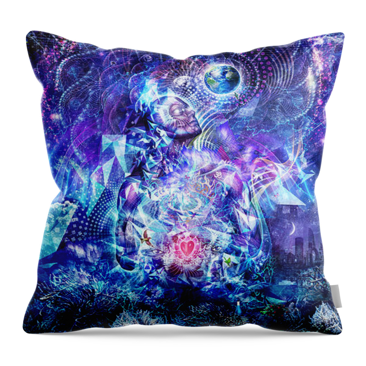 Blue Throw Pillow featuring the digital art Transcension by Cameron Gray