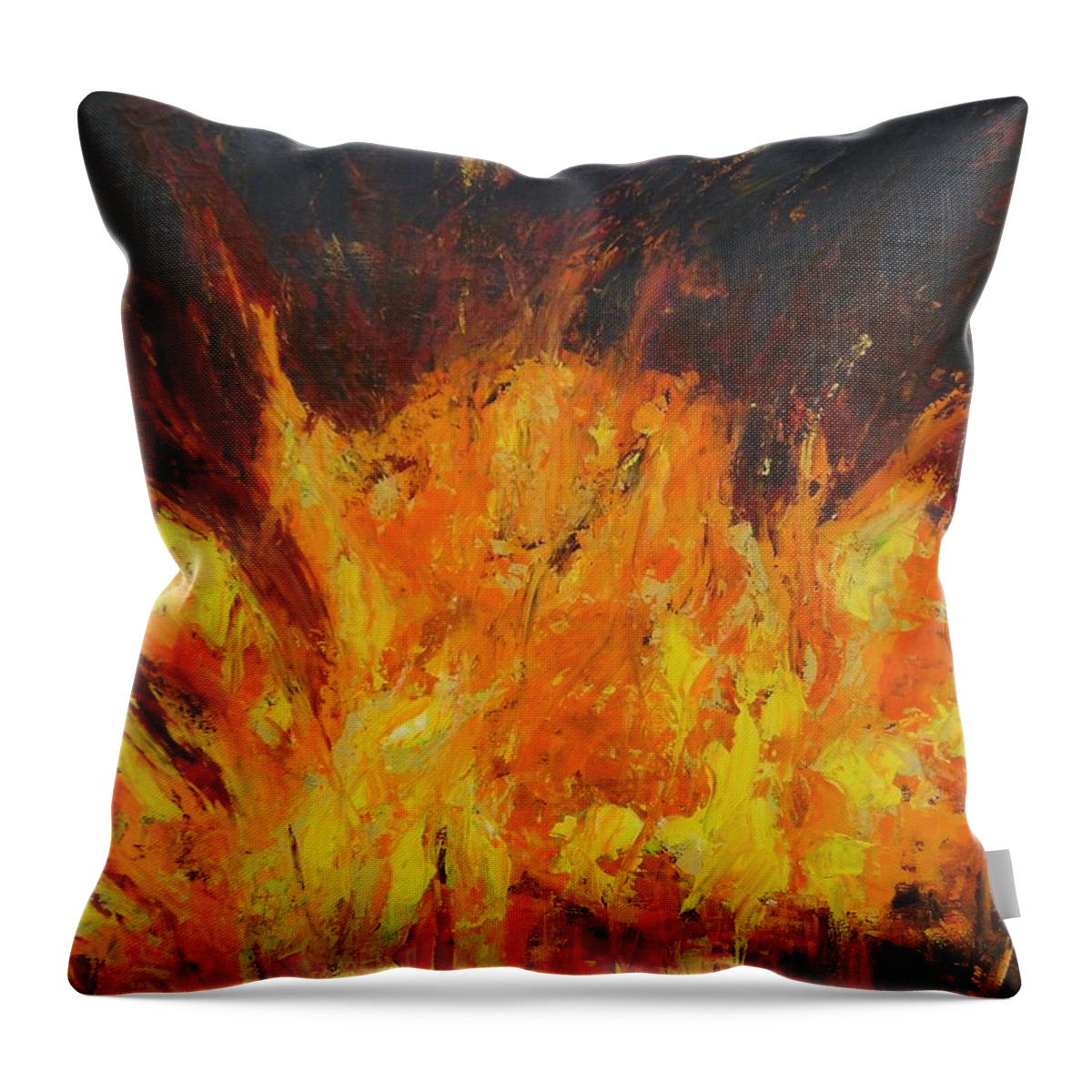 Transformation Through Fire I Throw Pillow featuring the painting Transformation through fire I by Therese Legere
