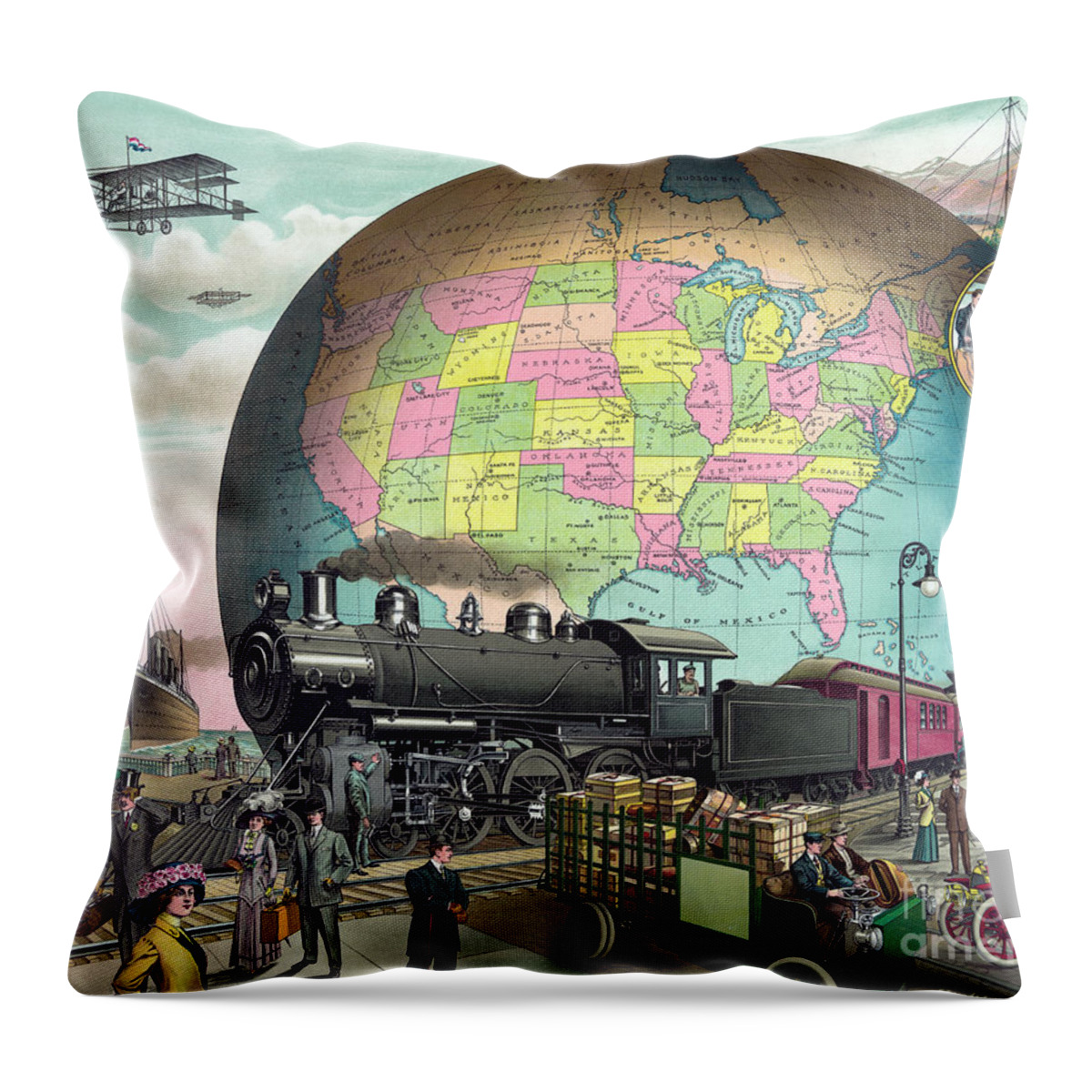 Science Throw Pillow featuring the photograph Transportation 1910 by Science Source