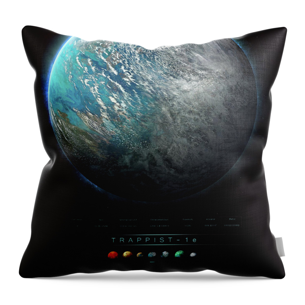 Sciencie Throw Pillow featuring the digital art TRAPPIST-1e by Guillem H Pongiluppi