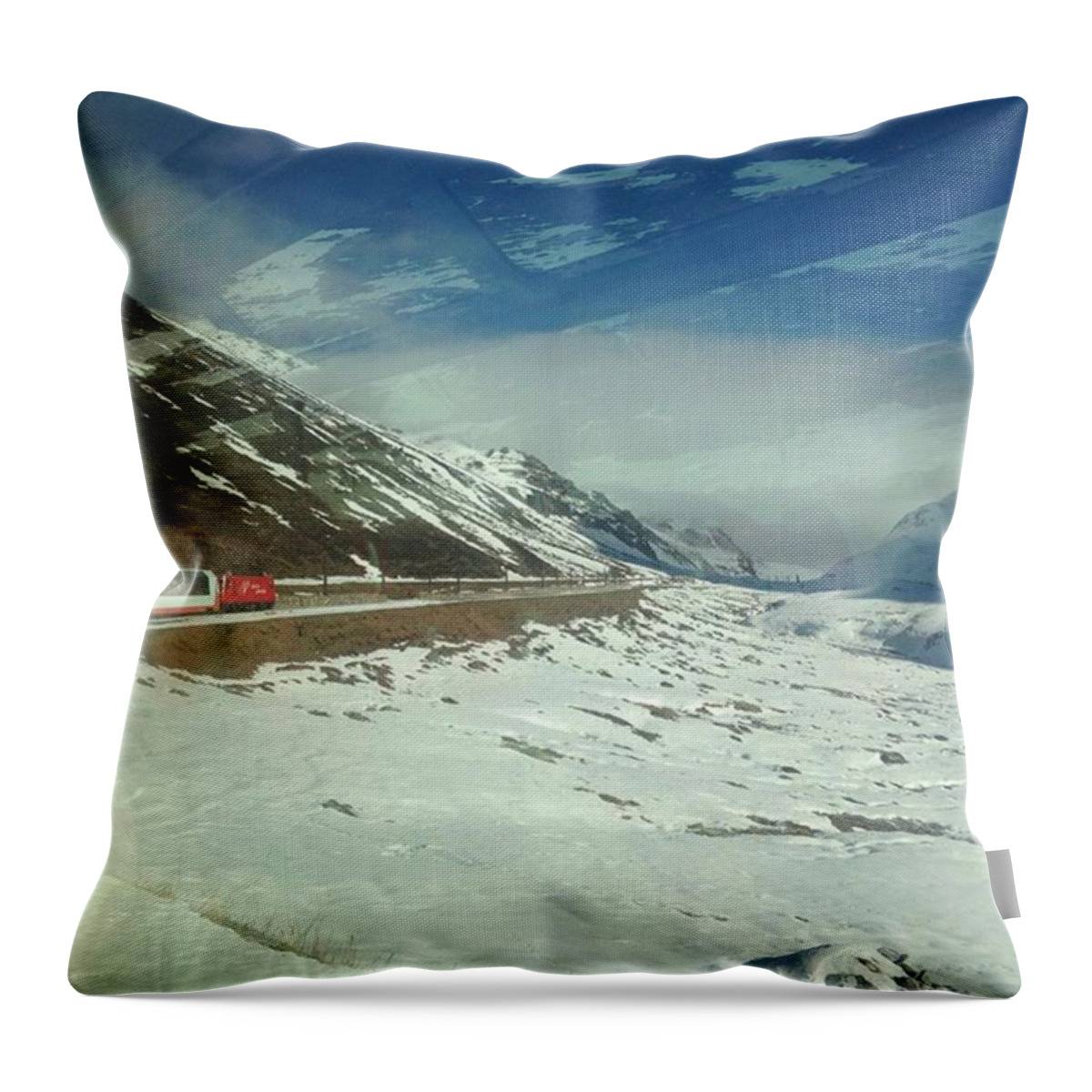 Alps Throw Pillow featuring the photograph Travelling through the Alps by Chantal Mantovani