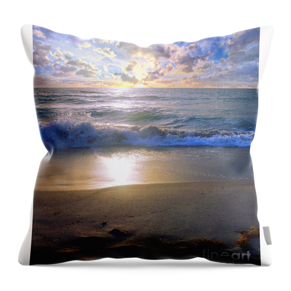 Beach Throw Pillow featuring the photograph Treasure Coast Florida Sunrise Seascape B7 by Ricardos Creations
