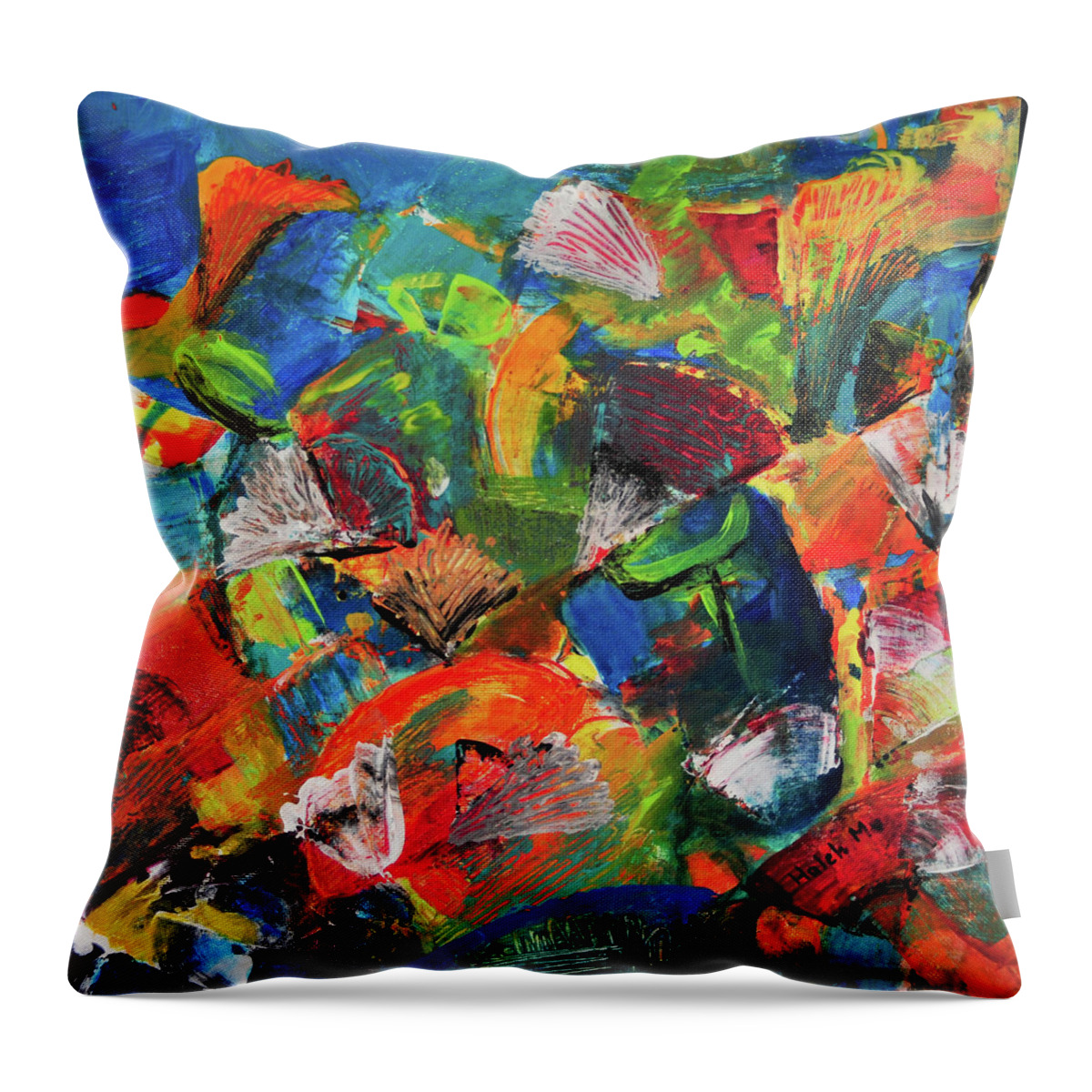 Halehabstract Throw Pillow featuring the painting Treasure by Haleh Mahbod