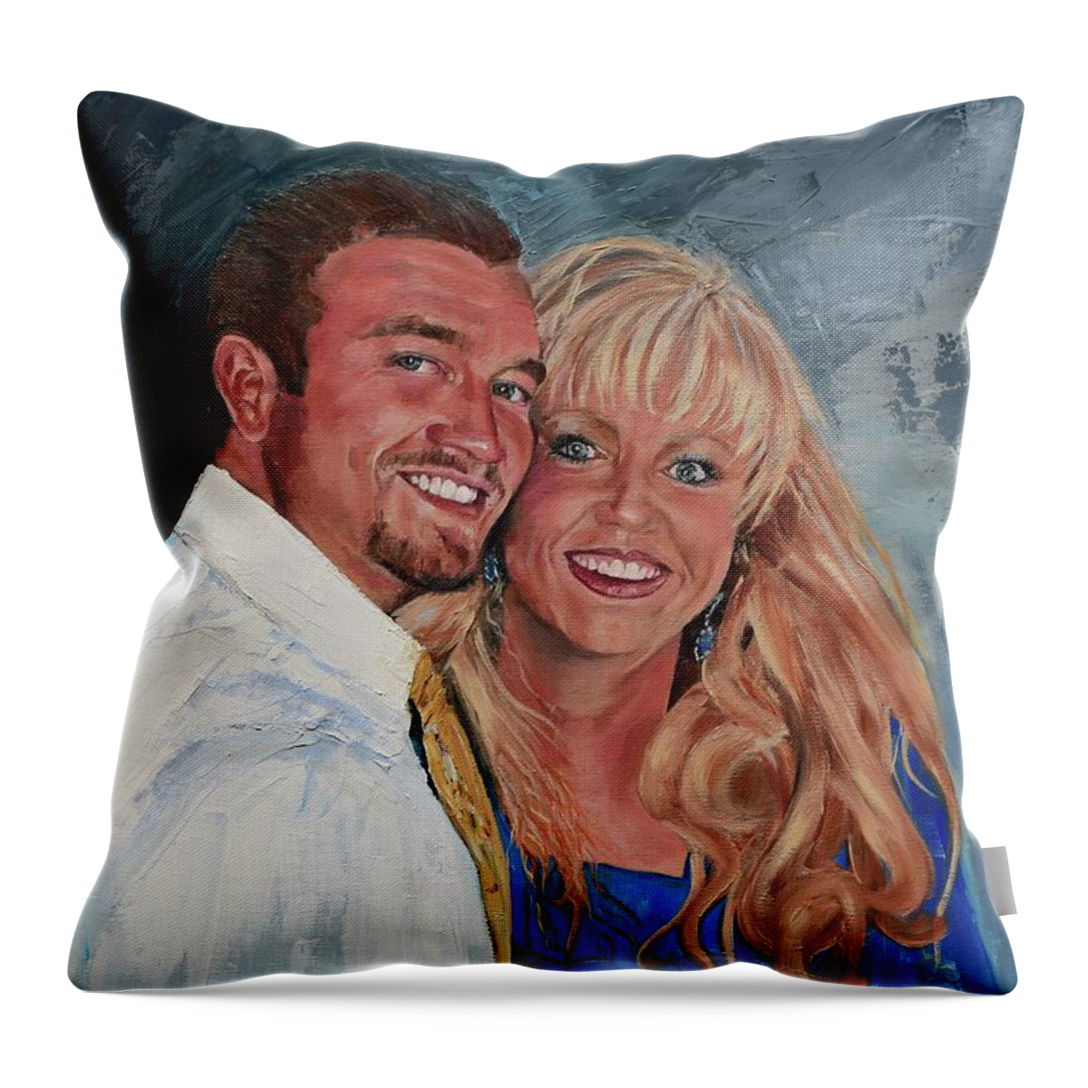 Portrait Throw Pillow featuring the painting Treasure Your Moments and Memories by Jan Dappen