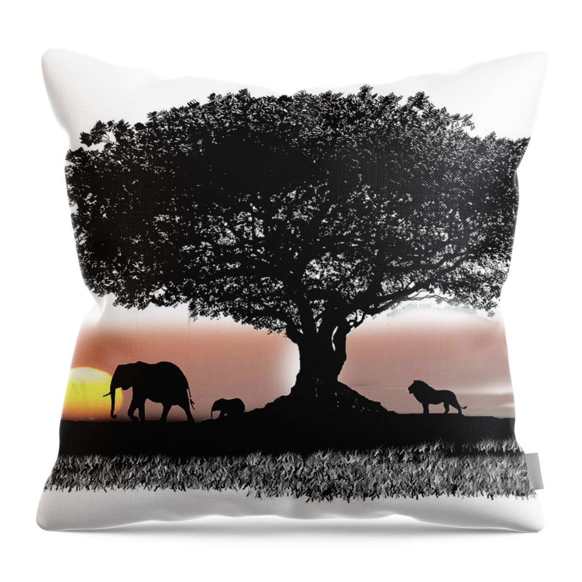 Old Throw Pillow featuring the drawing Tree Art by Carl Gouveia