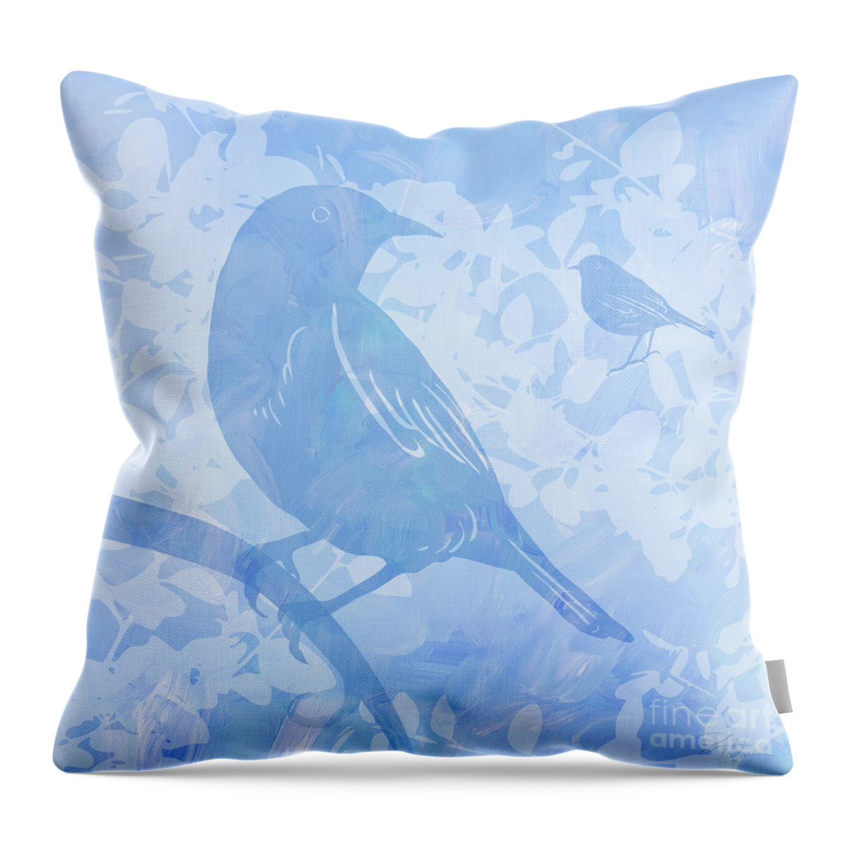 Birds Throw Pillow featuring the mixed media Tree Birds I by Shari Warren