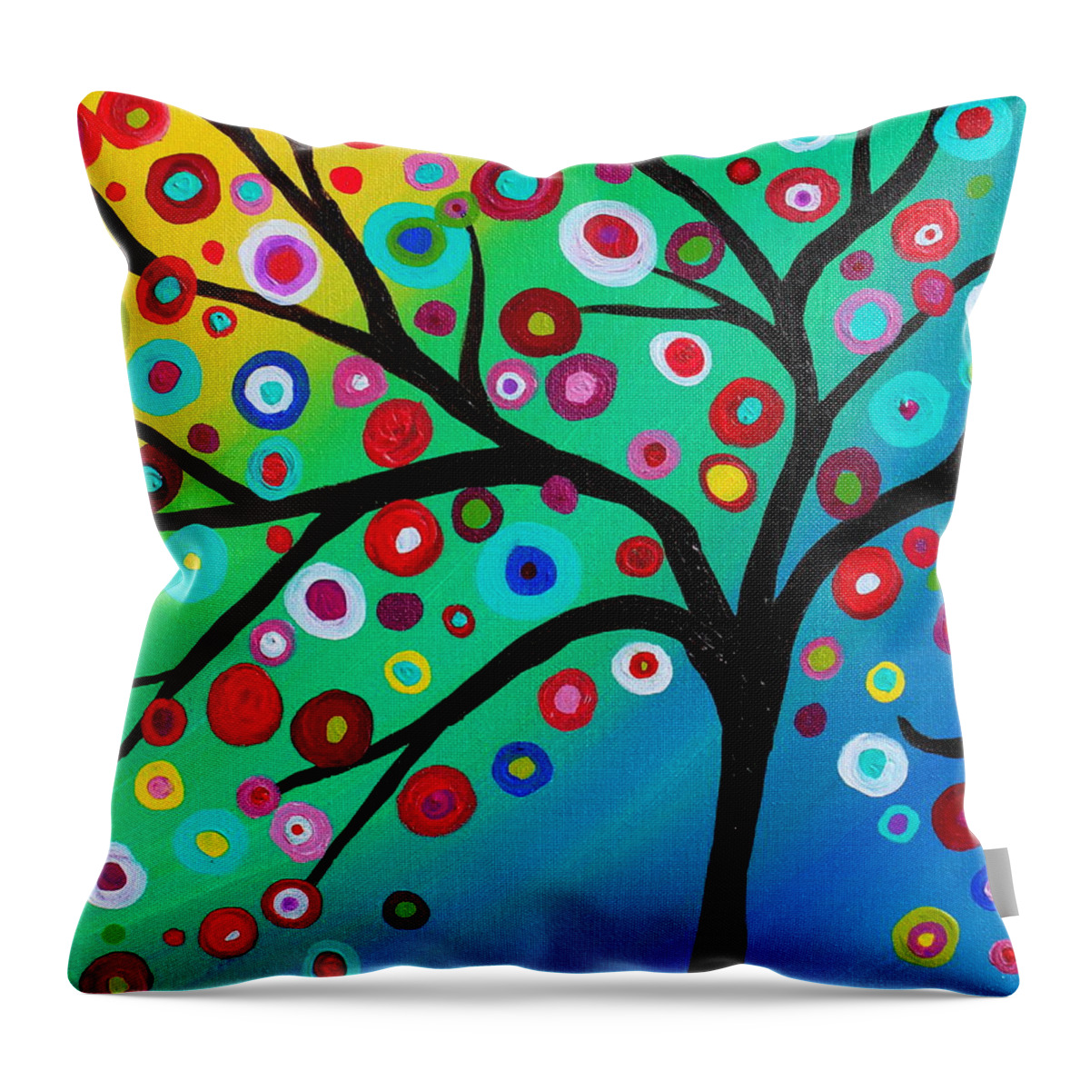 Tree Throw Pillow featuring the painting Tree Of Courage by Pristine Cartera Turkus