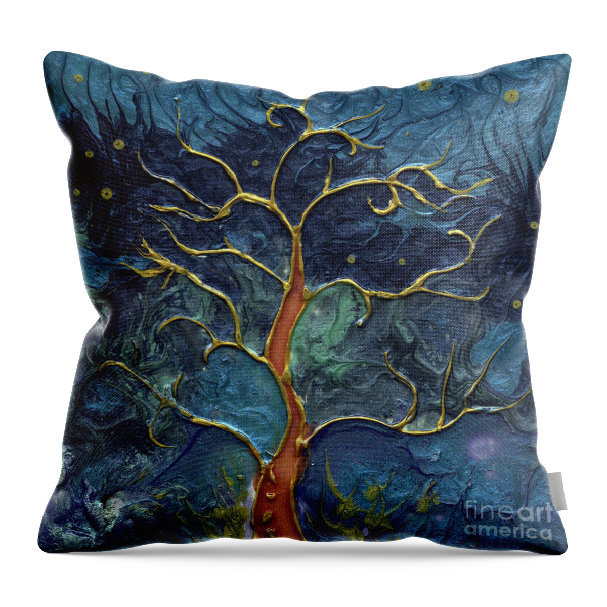 Abstract Throw Pillow featuring the painting Tree of life by Ang El