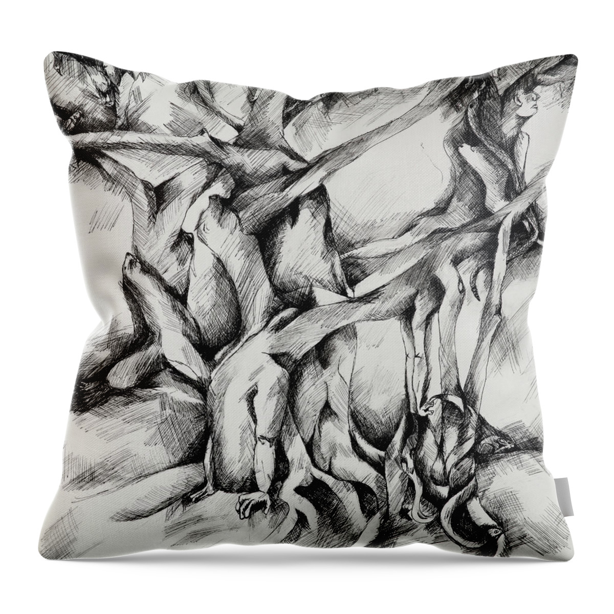 Ink Drawing Throw Pillow featuring the drawing Tree Of Life by Carol Montoya