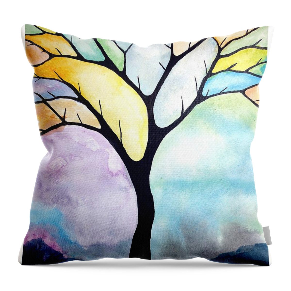 Tree Throw Pillow featuring the painting Tree of Life by Edwin Alverio