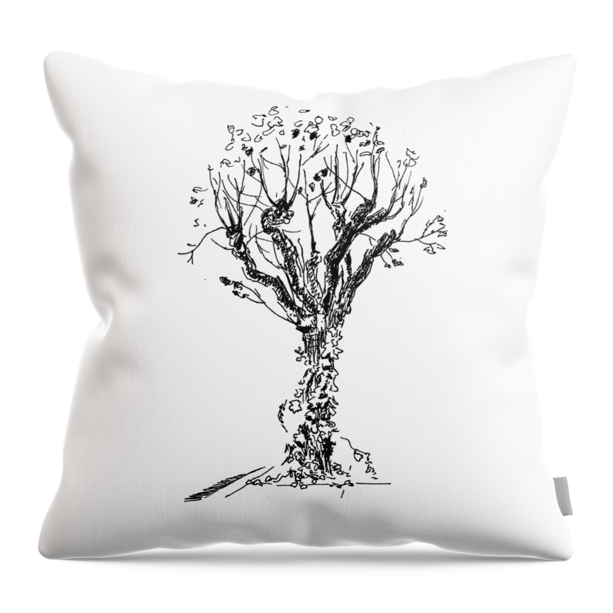 Tree Throw Pillow featuring the painting Tree With Bindweed by Masha Batkova