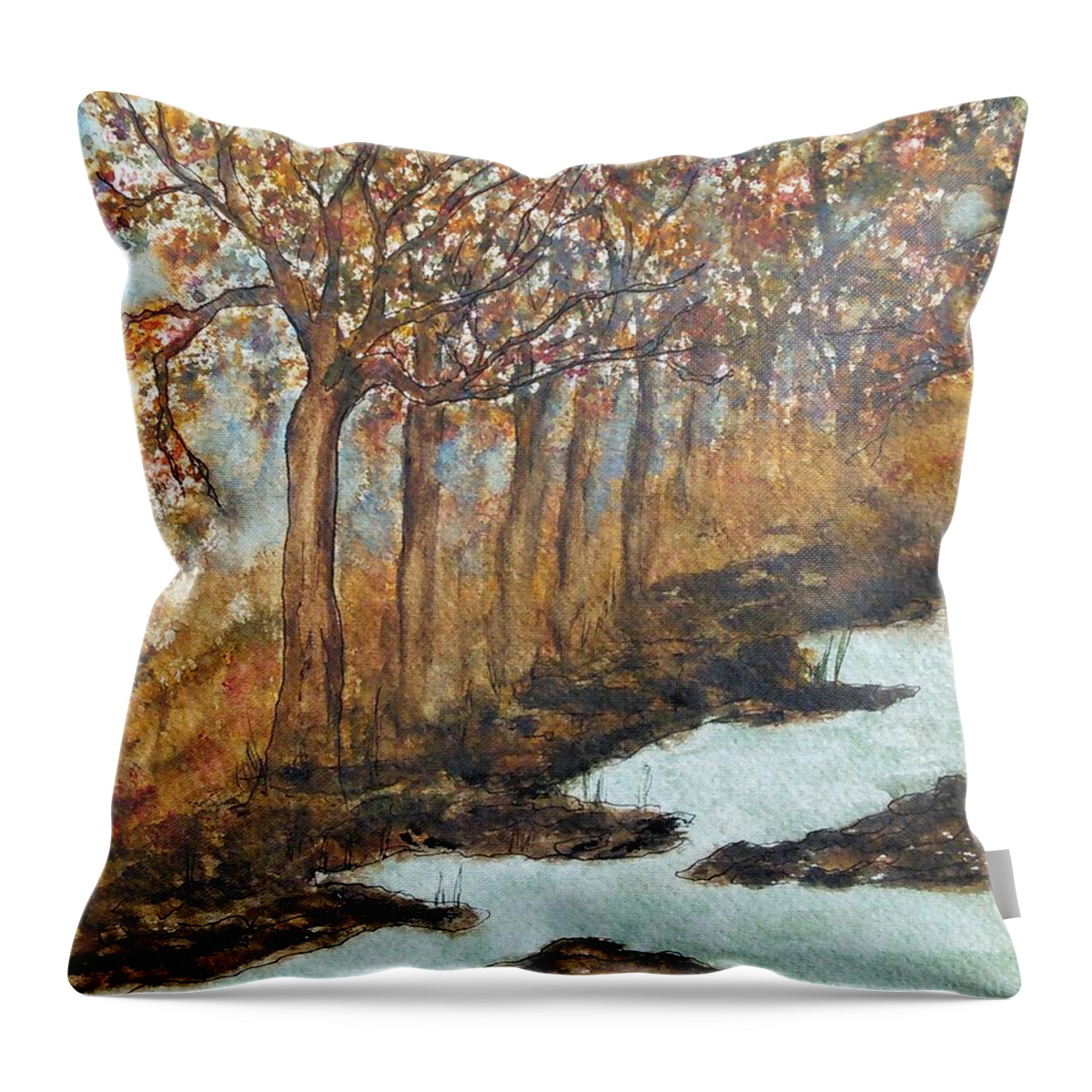 Fall Colors Throw Pillow featuring the painting Treenink by Susan Nielsen