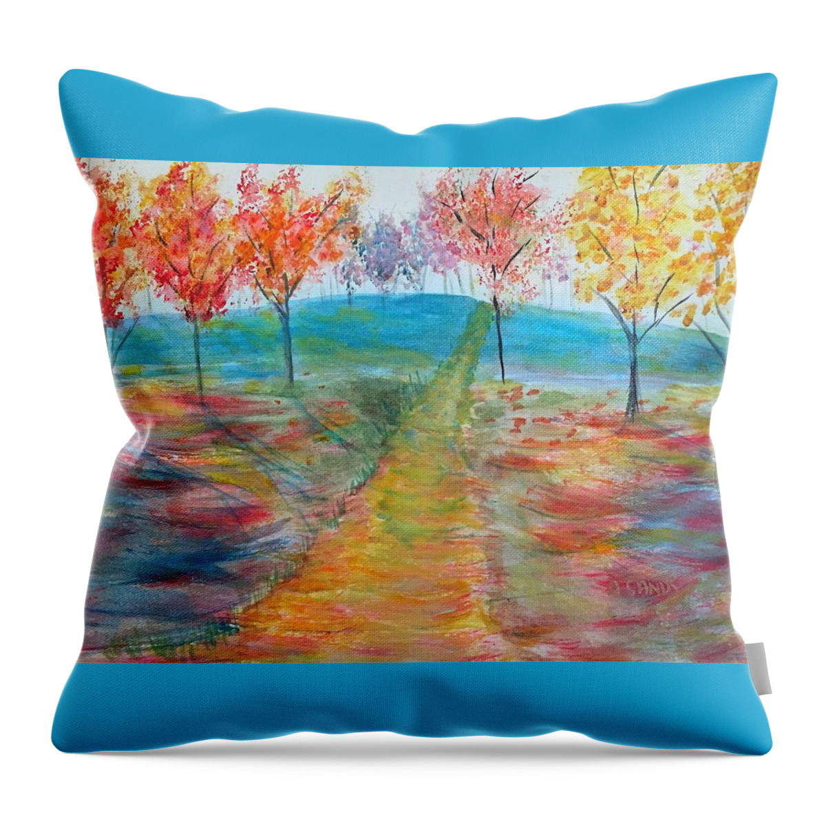 Autumn Throw Pillow featuring the painting Trees of Autumn by Anne Sands
