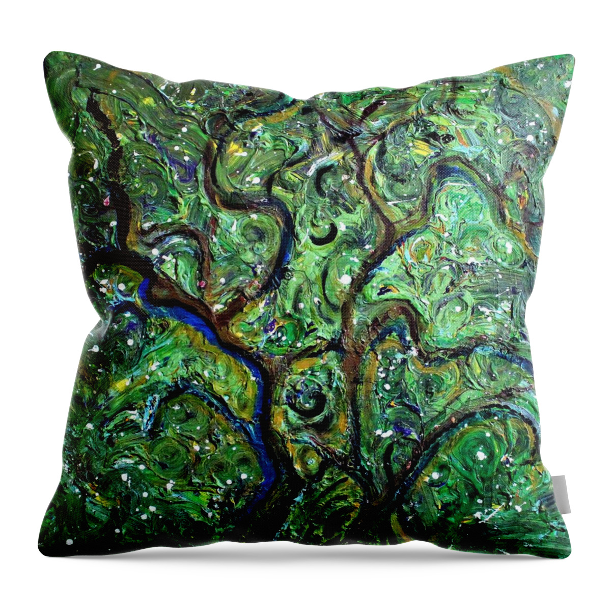 Green Throw Pillow featuring the painting Trees by Pam O'Mara