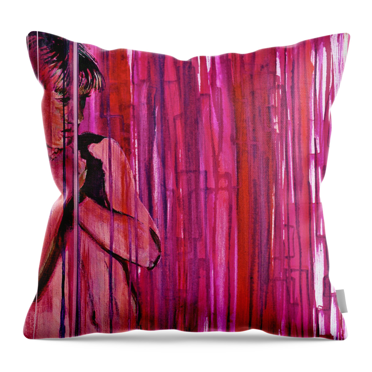 Nude Boy Throw Pillow featuring the painting Tremble by Rene Capone
