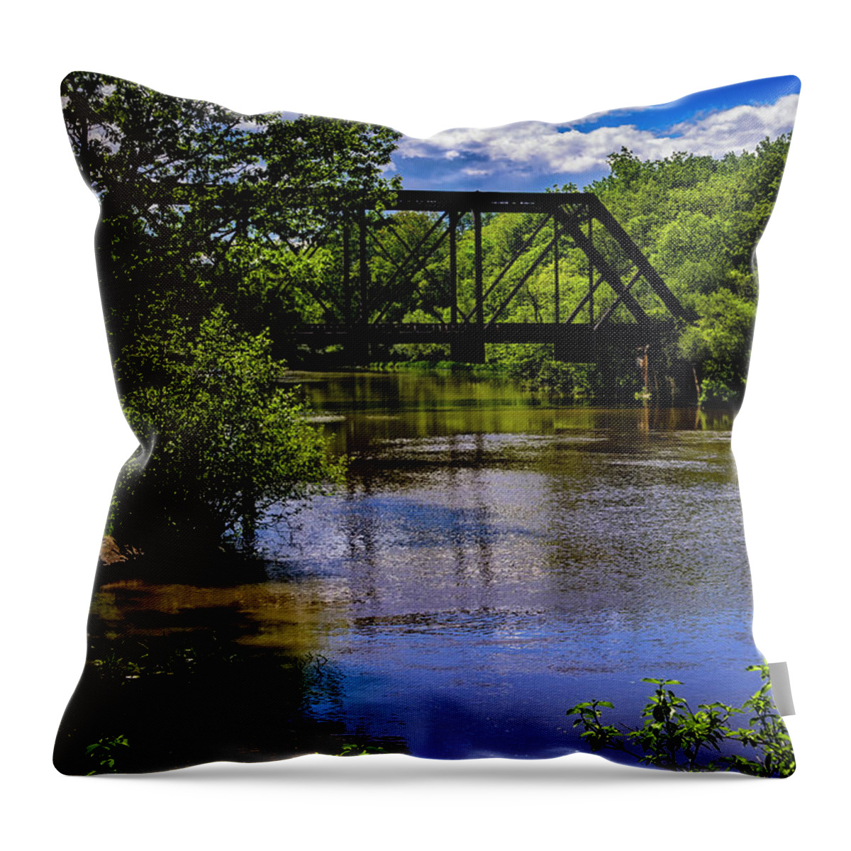 Interior Decor Throw Pillow featuring the photograph Trestle Over River by Mark Myhaver
