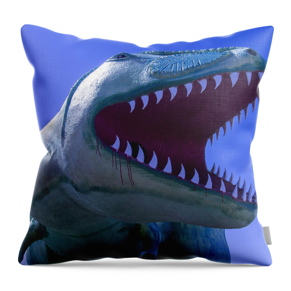 Roadside Dinosaur Throw Pillow featuring the photograph Trex Dinosaur by Garry Gay