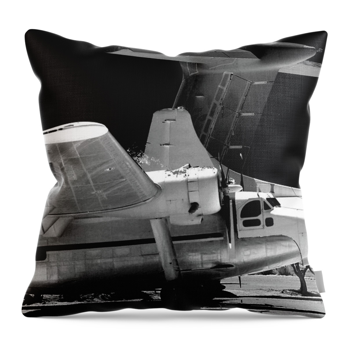 Plane Throw Pillow featuring the photograph Tri Prop bw #54 by Raymond Magnani