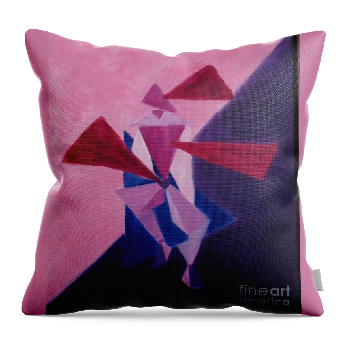 Abstract Throw Pillow featuring the painting Triangles by Karen Francis