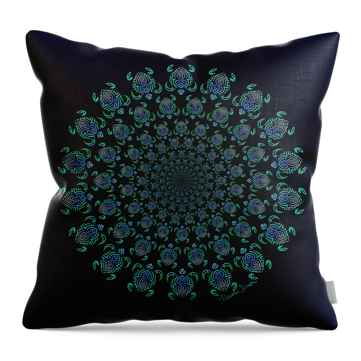 Tribal Throw Pillow featuring the digital art Tribal Turtle Tunnel by Heather Schaefer