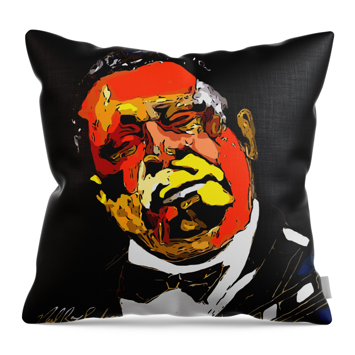 Bb King Throw Pillow featuring the painting tribute to BB King reworked by Neal Barbosa