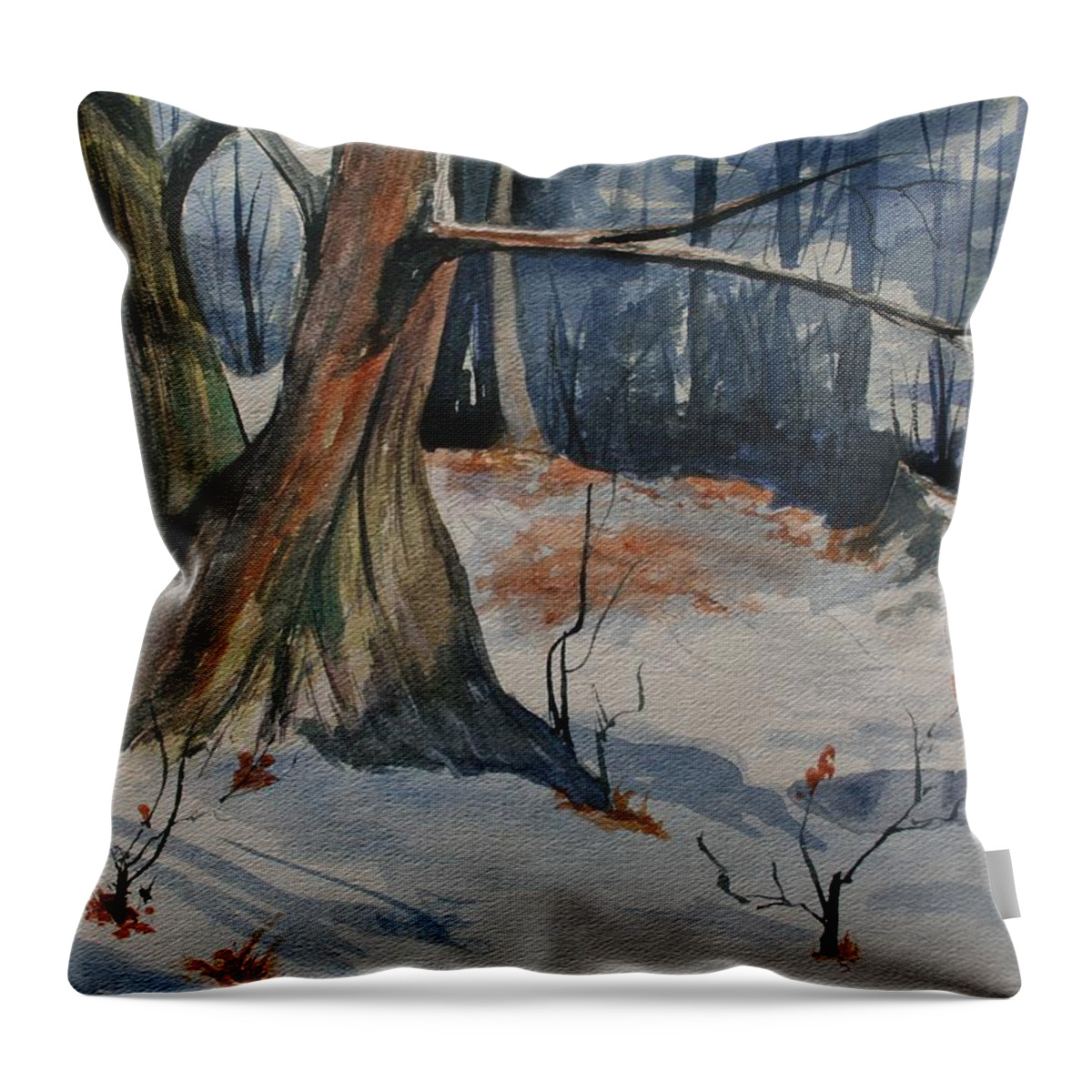 Snow Throw Pillow featuring the painting Tribute to John Pike by Julie Lueders 