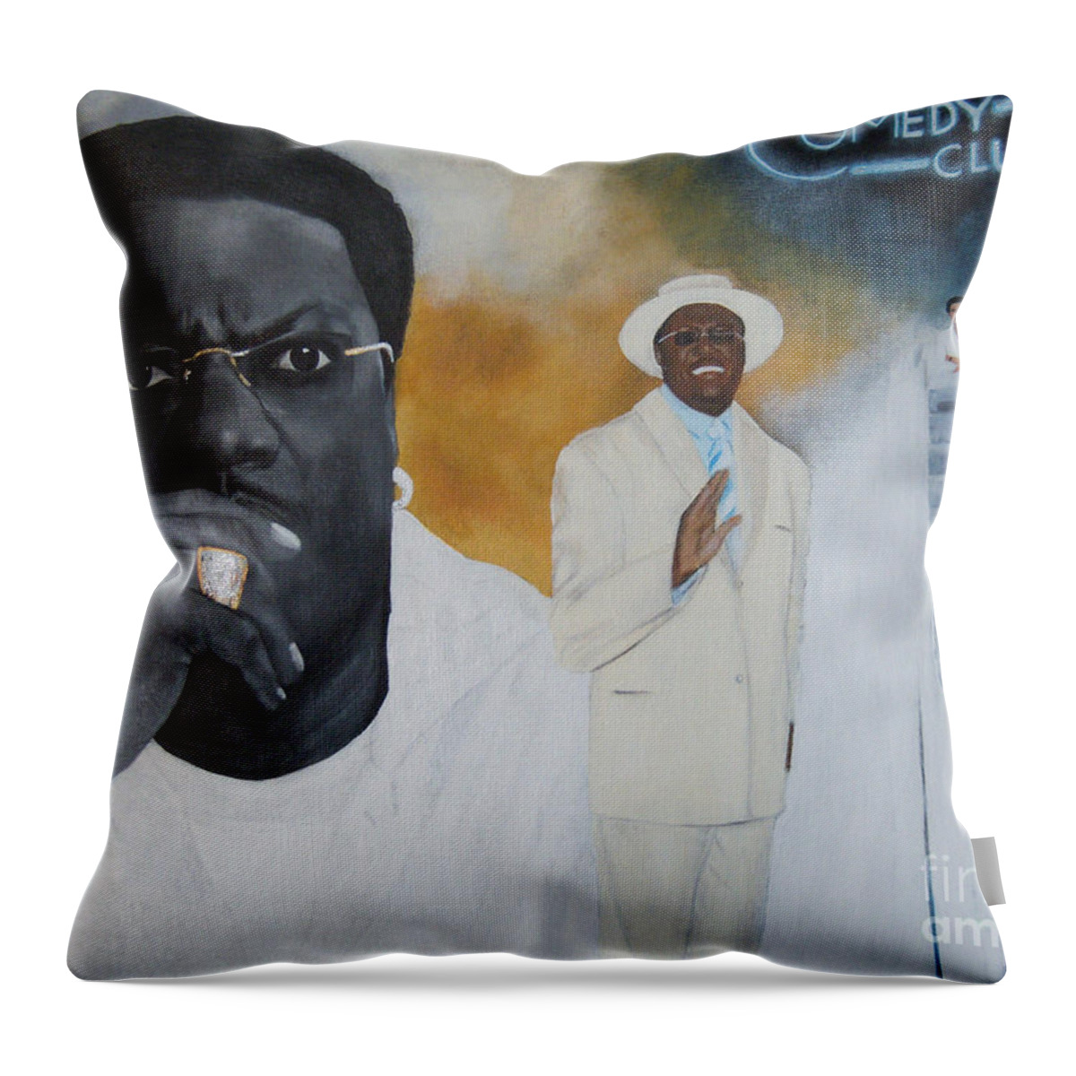 Tribute Throw Pillow featuring the painting Tribute to Mr. Bernie Mac by Michelle Brantley