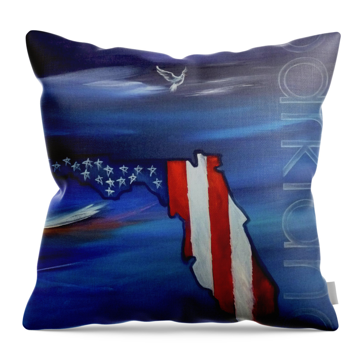 State Of Florida Throw Pillow featuring the painting Tribute to Parkland by Jean Habeck