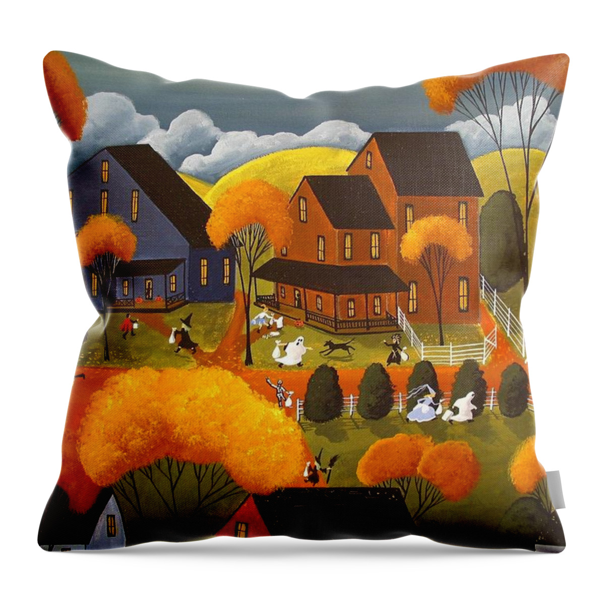 Halloween Throw Pillow featuring the painting Trick Or Treat 2007 by Debbie Criswell