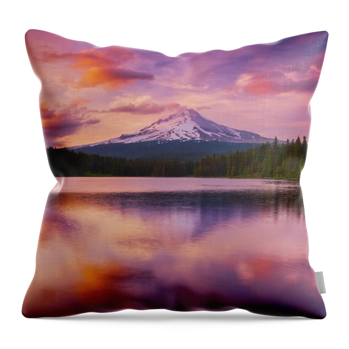 Sunset Throw Pillow featuring the photograph Trillium Lake Pastels by Darren White