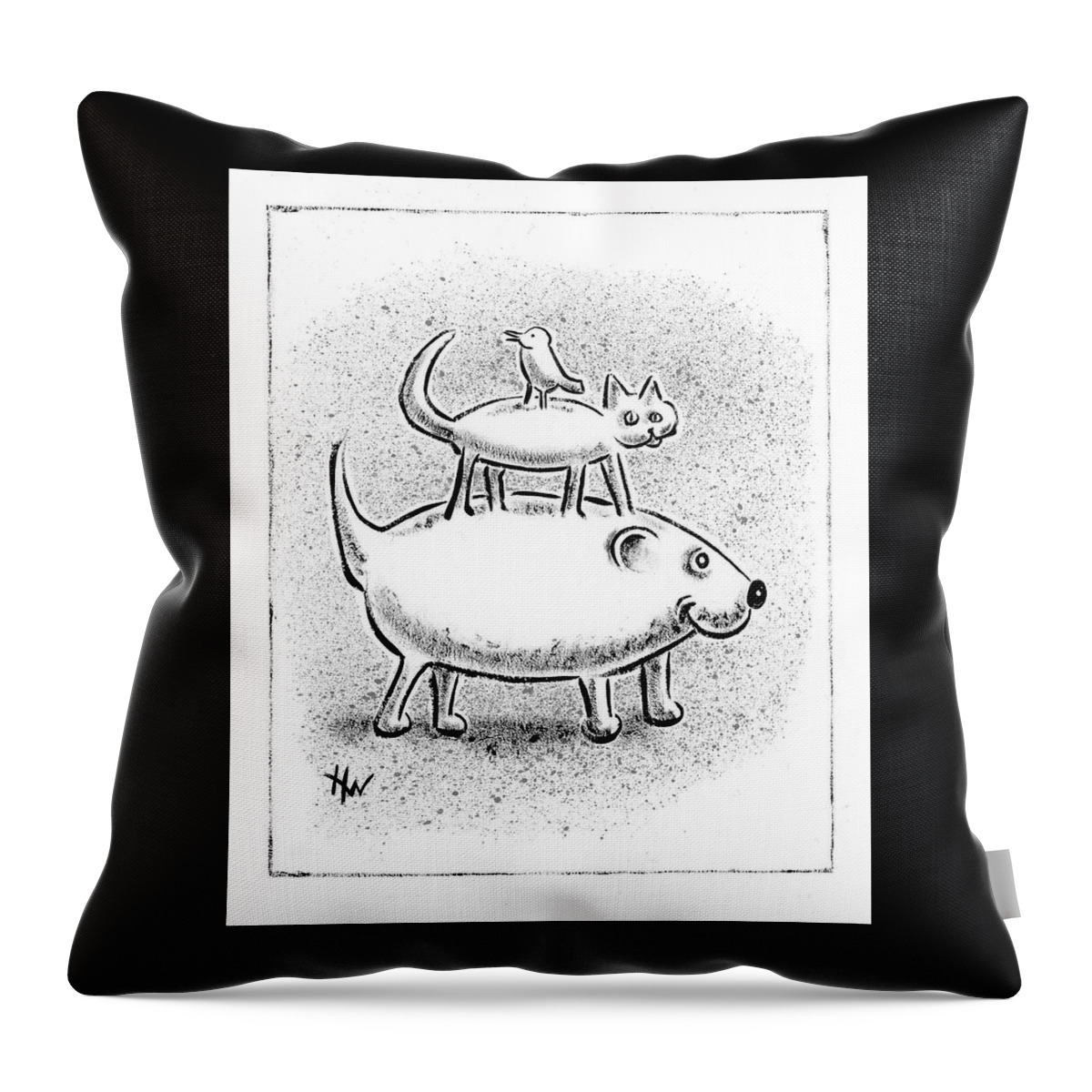 Black Throw Pillow featuring the painting Trio by Holly Wood
