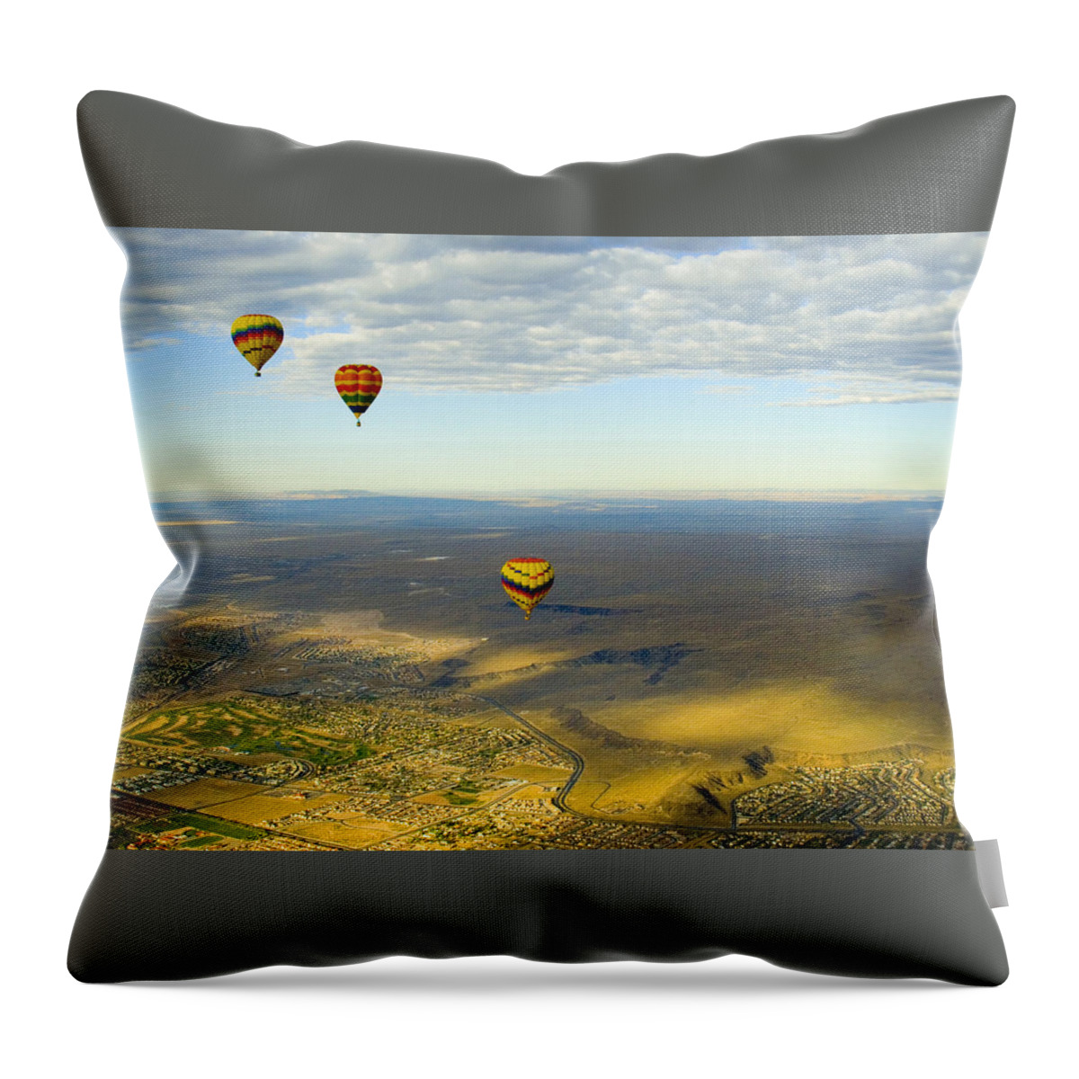 Hot Air Balloons Throw Pillow featuring the photograph Triplets by R Thomas Berner