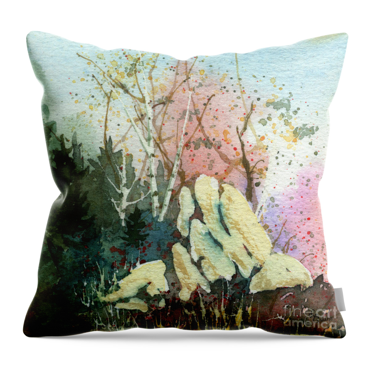 Landscape Throw Pillow featuring the painting Triptych Panel 1 by Lynn Quinn