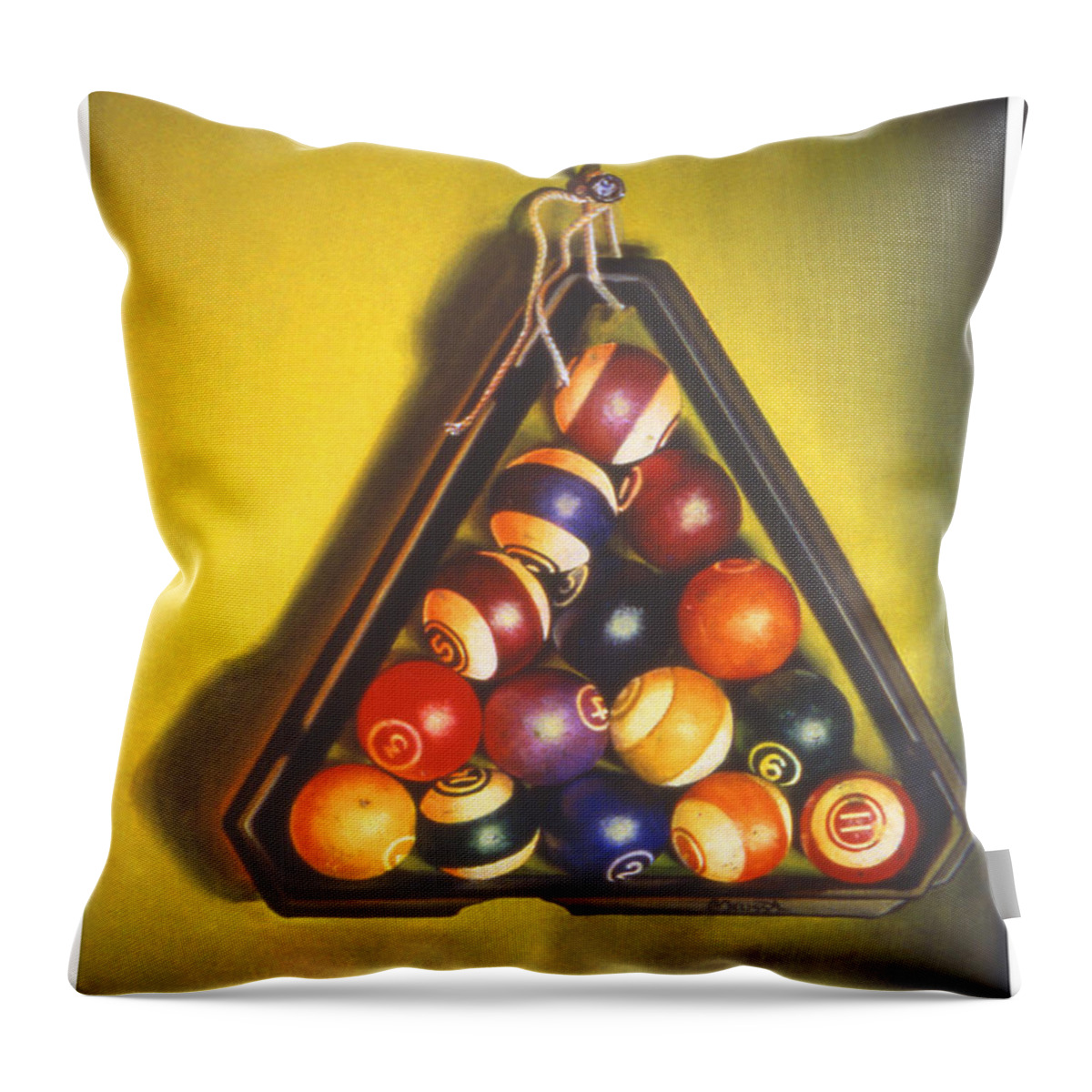 Pool Throw Pillow featuring the painting Billiard Balls Tromp'ole by Melissa A Benson