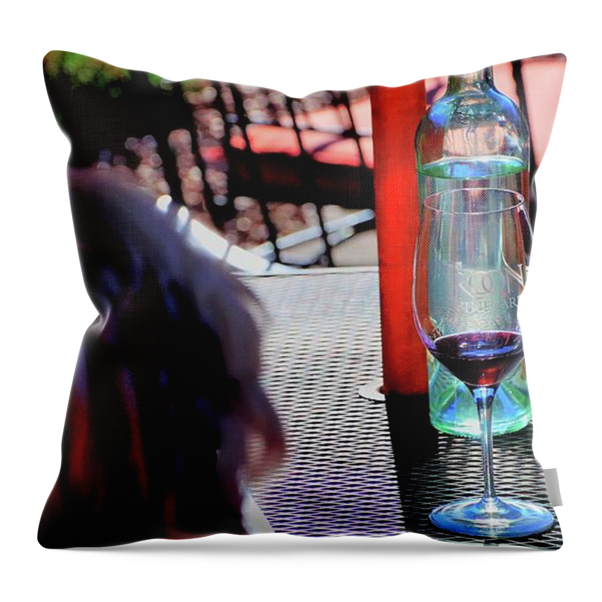 Willamette Throw Pillow featuring the photograph Troon Vineyard Bottle Glass by Jerry Sodorff