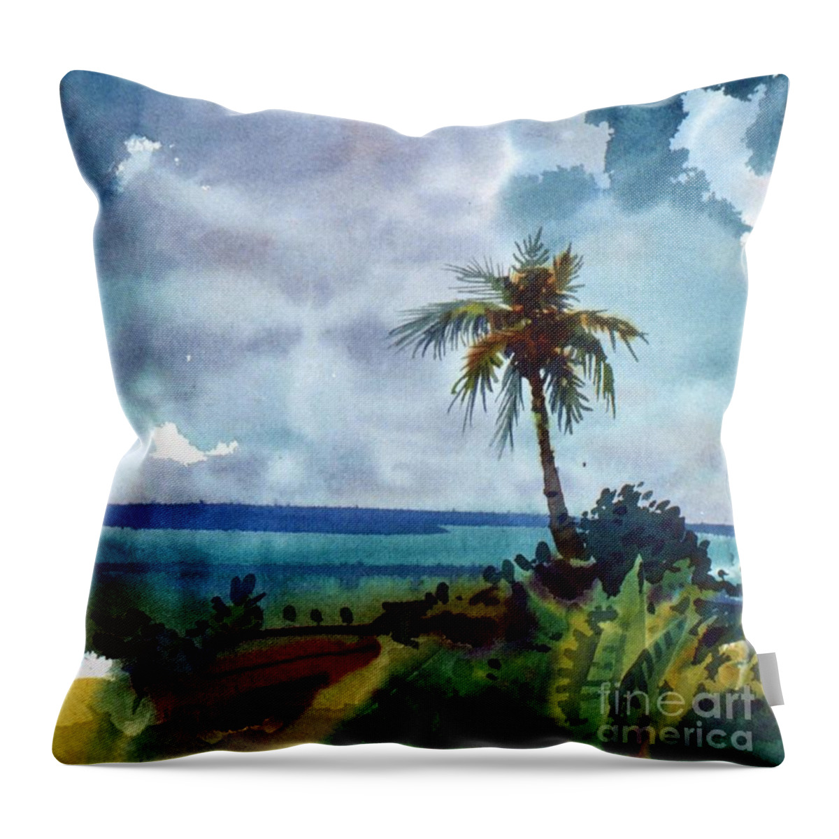 Tropic Throw Pillow featuring the painting Tropical Afternoon by Donald Maier