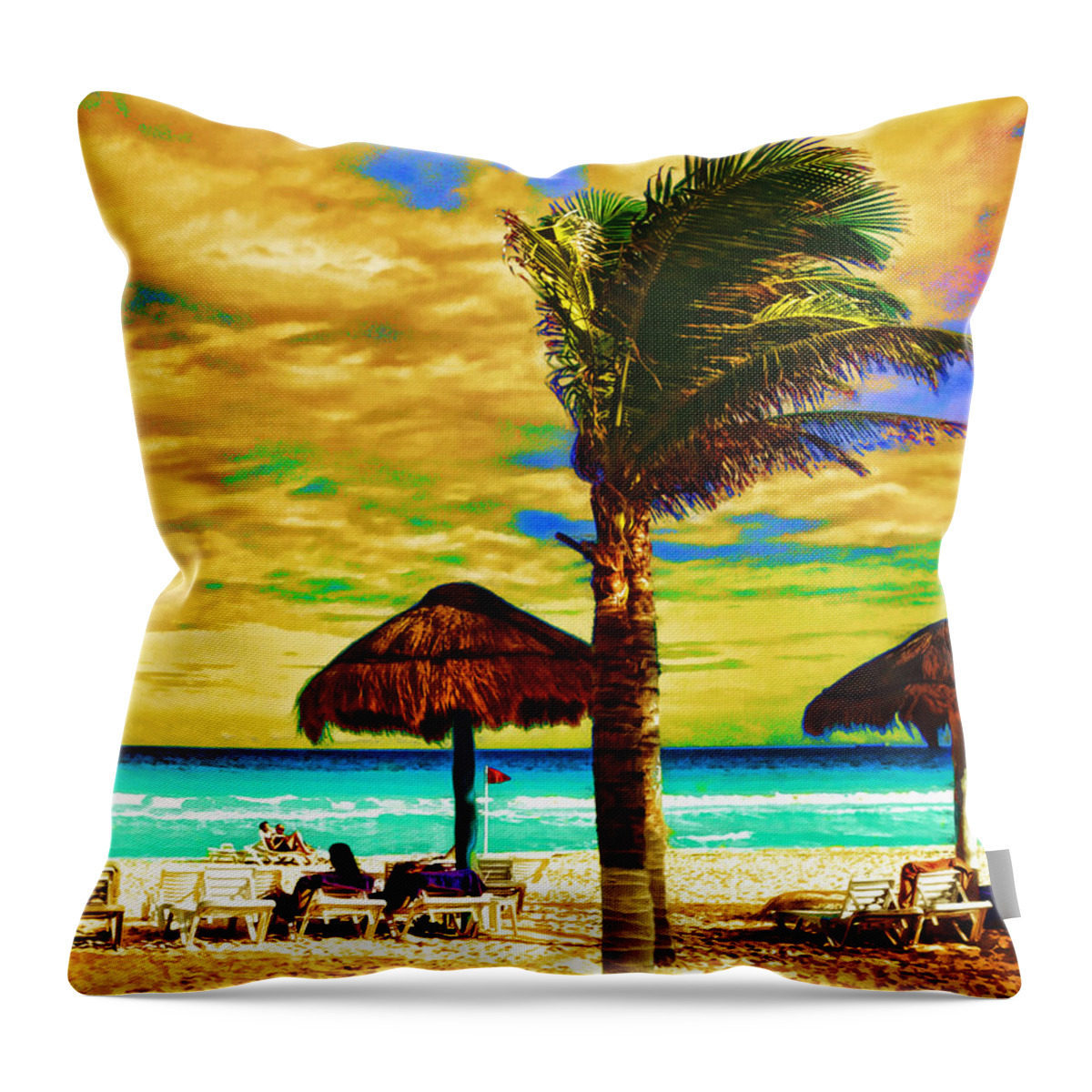 Beach Throw Pillow featuring the photograph Tropical Fantasy Beach Art by Ann Powell